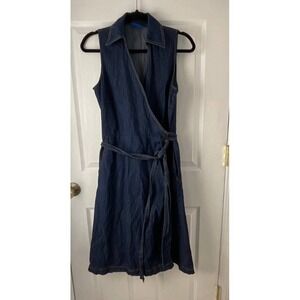 Pendleton Boho Midi Wrap Dress Women's‎ 8 Blue Denim Sleeveless Western Rodeo